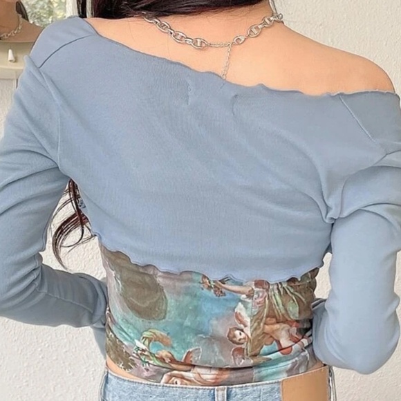✨ Angelic Renaissance Mesh Off-Shoulder Top - Size Large ✨ - Picture 2 of 6